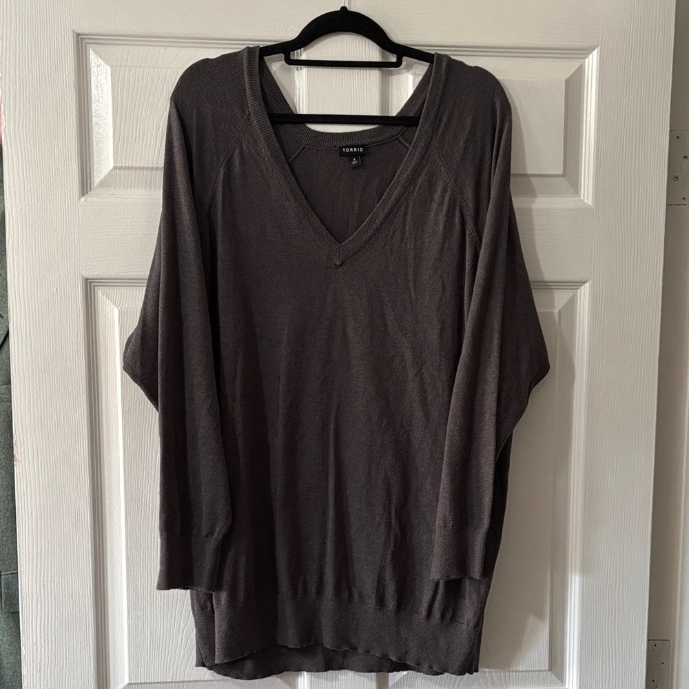 Charcoal Gray Torrid Lightweight Vneck Sweater